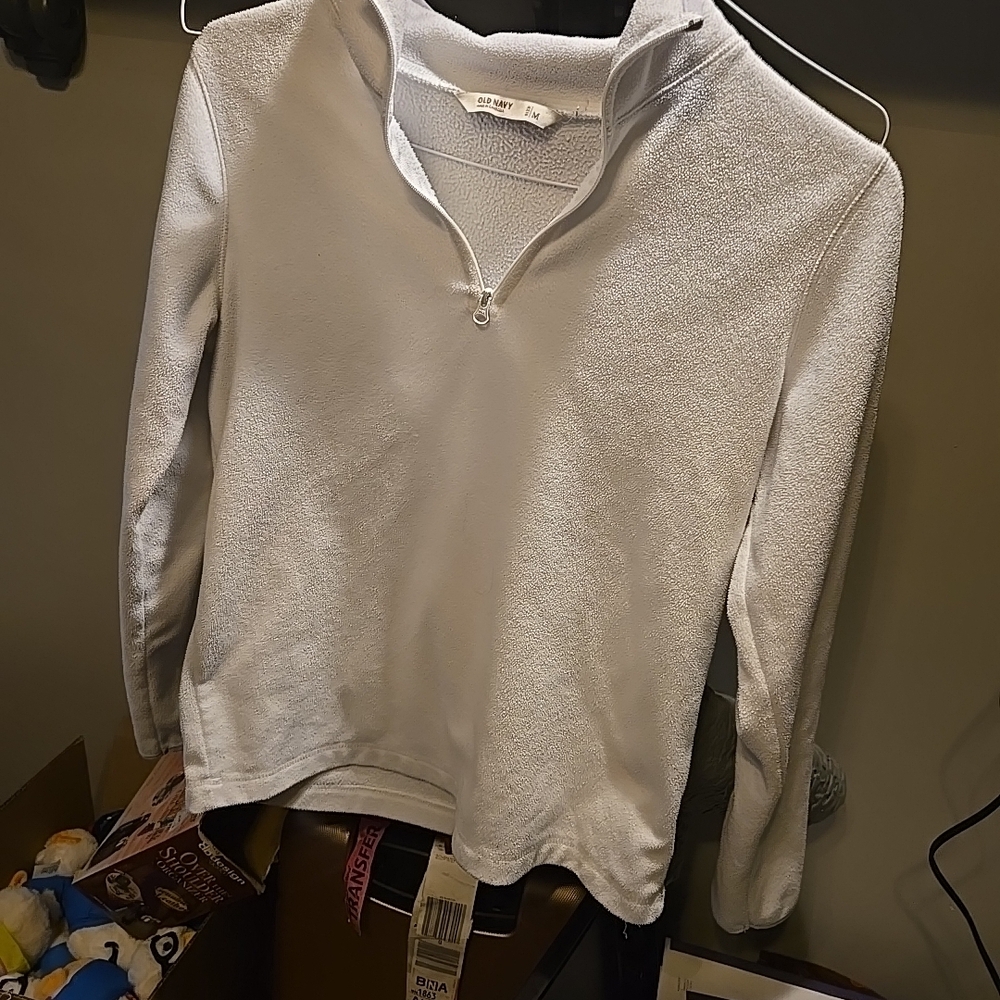 Old Navy Light Gray Quarter-Zip Sweatshirt